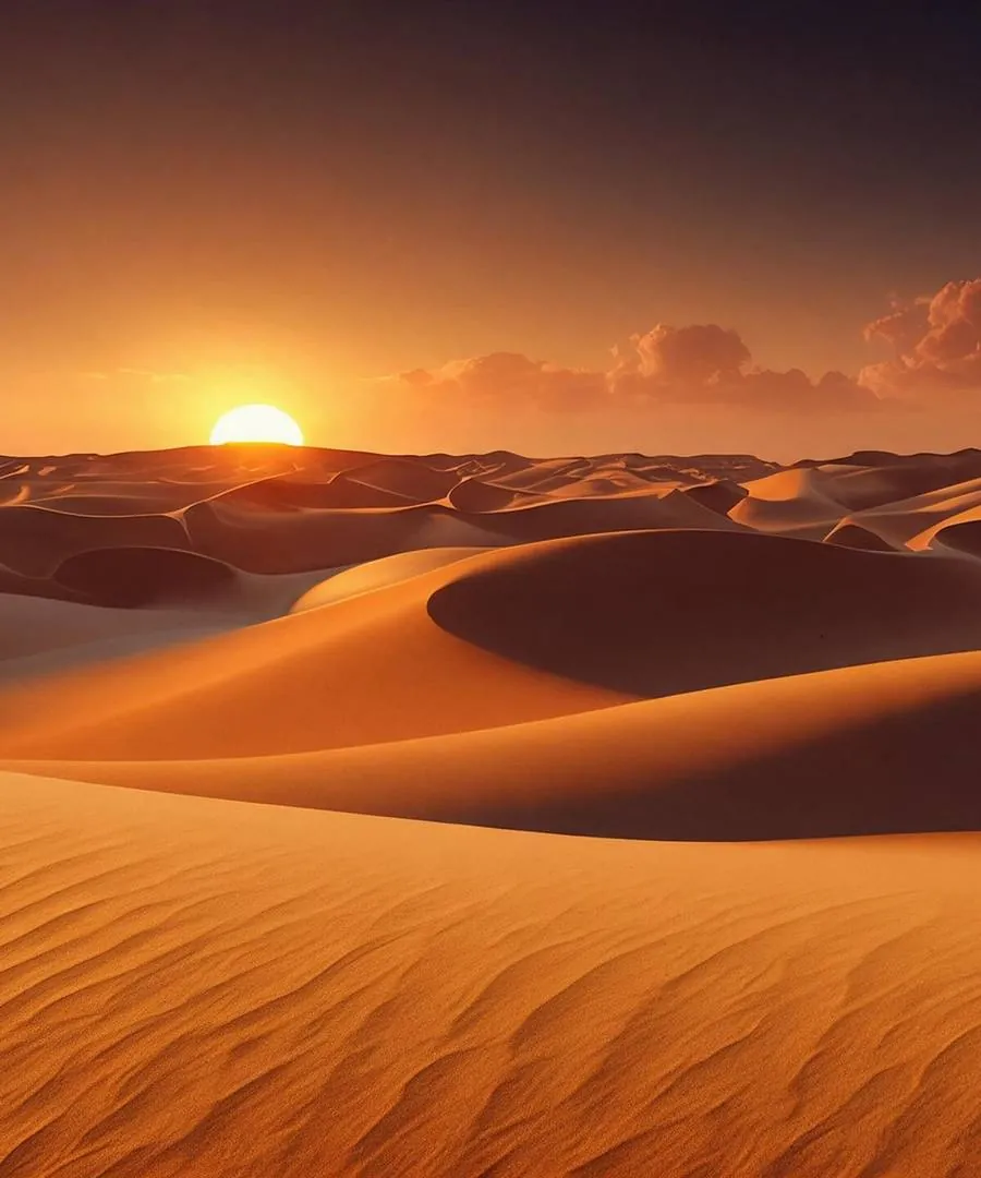 The sun setting over the dunes of Liwa