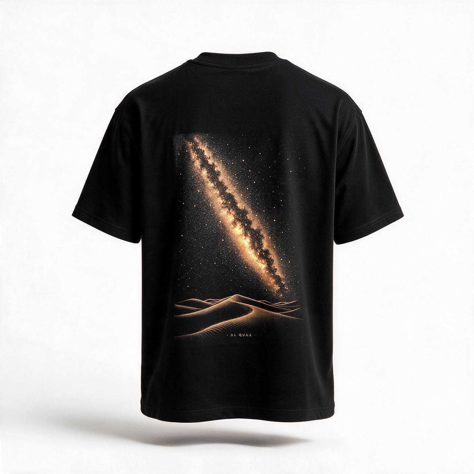 Al Quaa Galaxy Tee, regular fit — the Milky Way over the dunes printed across the back