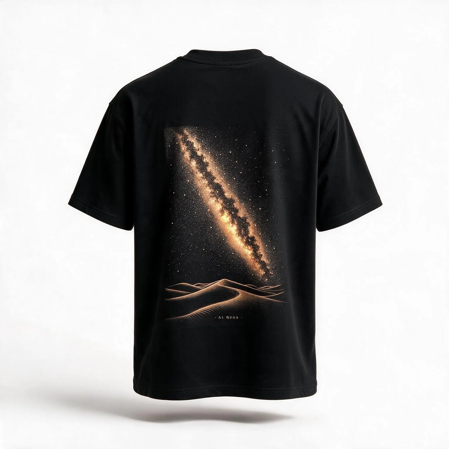 Al Quaa Galaxy t-shirt, a Milky Way desert tee in the regular fit — the galaxy printed across the back